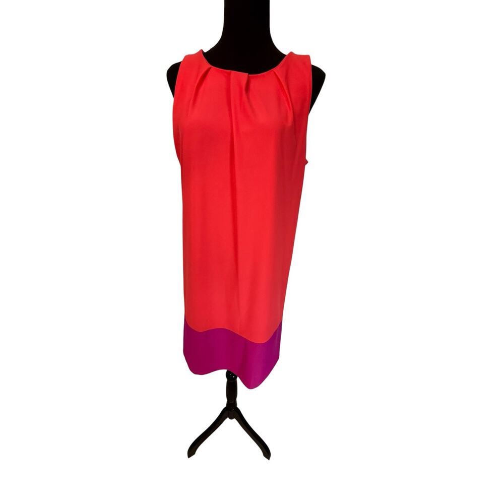 Jude Connally Pink Colorblock Shift Dress Size L Comfortable Chic Travel Resort